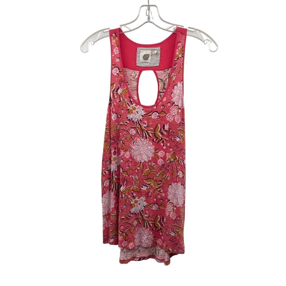 Lilka Womens Floral Sleeveless Top Keyhole Back Pink/Multi Size Small